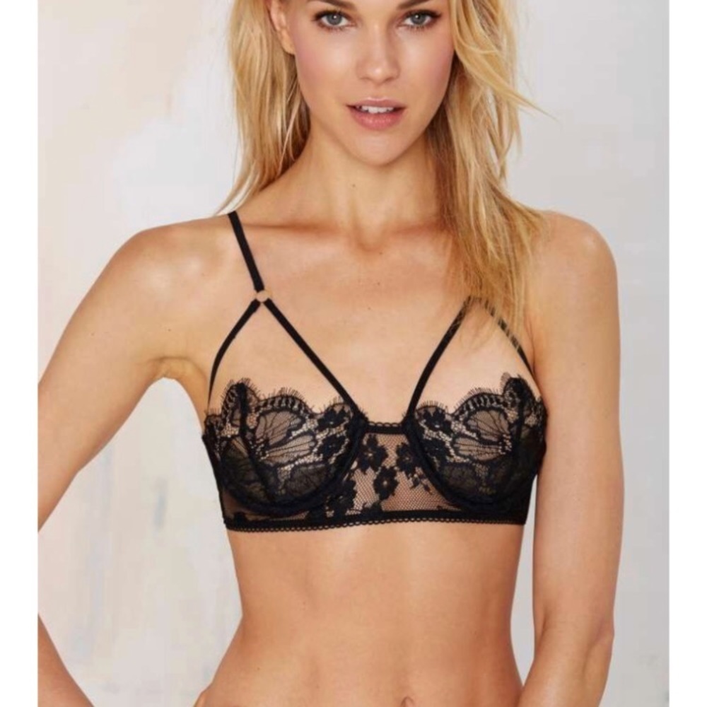 For Love & Lemons Black Bondage Bra XS